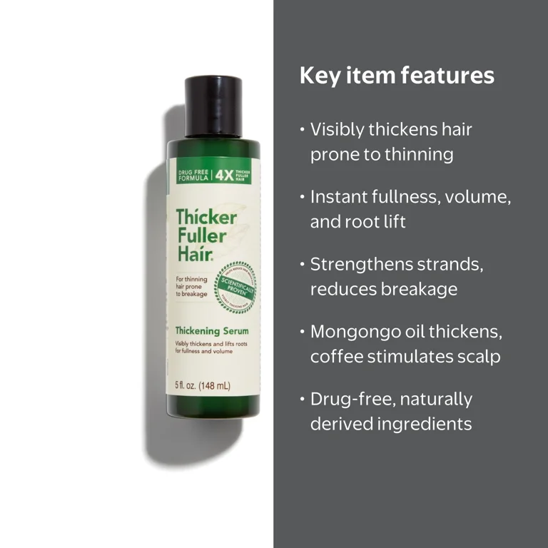Thicker Fuller Hair Thickening Serum, with Mongongo Oil and Green