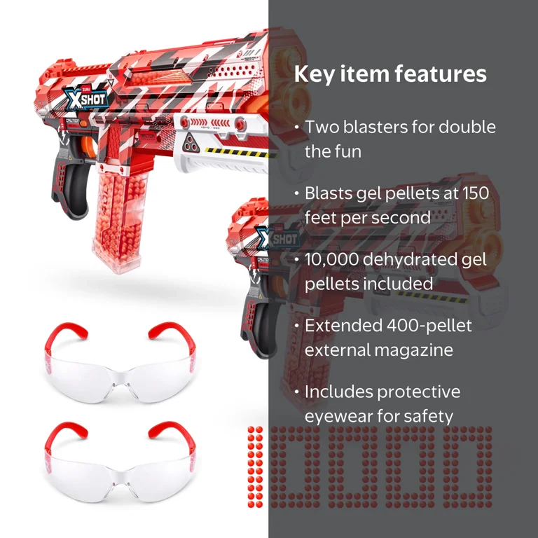 XSHOT Hyper Gel Clutch 2 Pack by ZURU Outdoor Blaster with 10,000