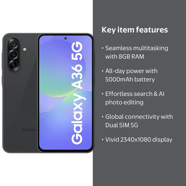 Samsung Galaxy A36 5G 2025, 8GB RAM 128GB AI Smartphone, GSM
