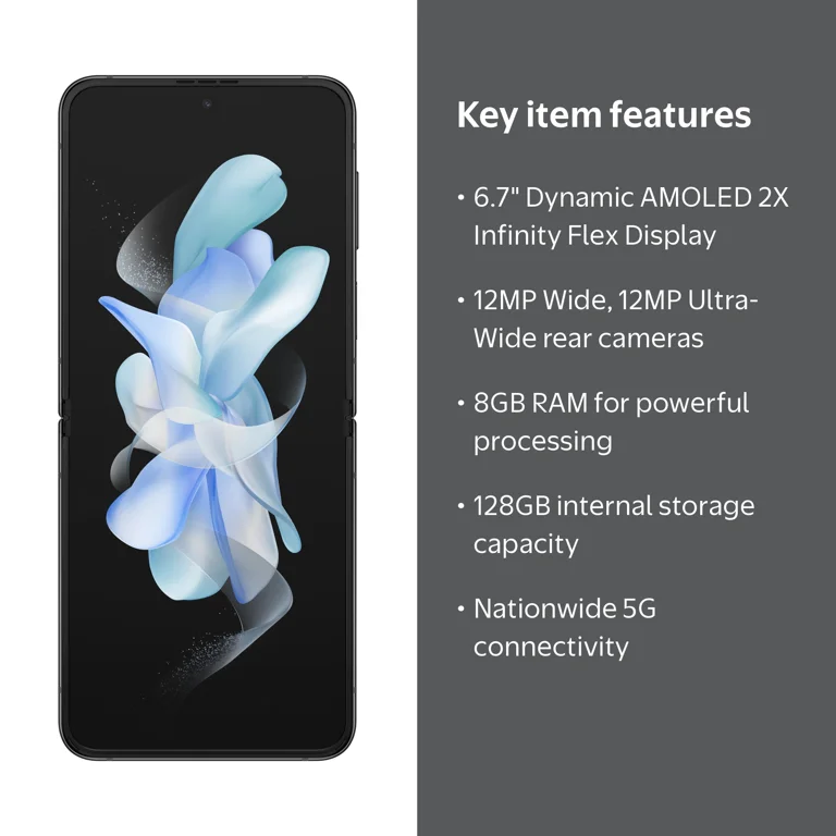 Straight Talk Samsung Galaxy Z Flip 4,5G, 128GB, Black- Prepaid