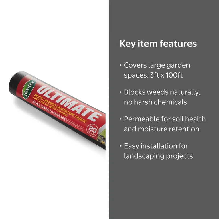 Scotts Ultimate 3' x 100' Weed Barrier Fabric, Polypropylene