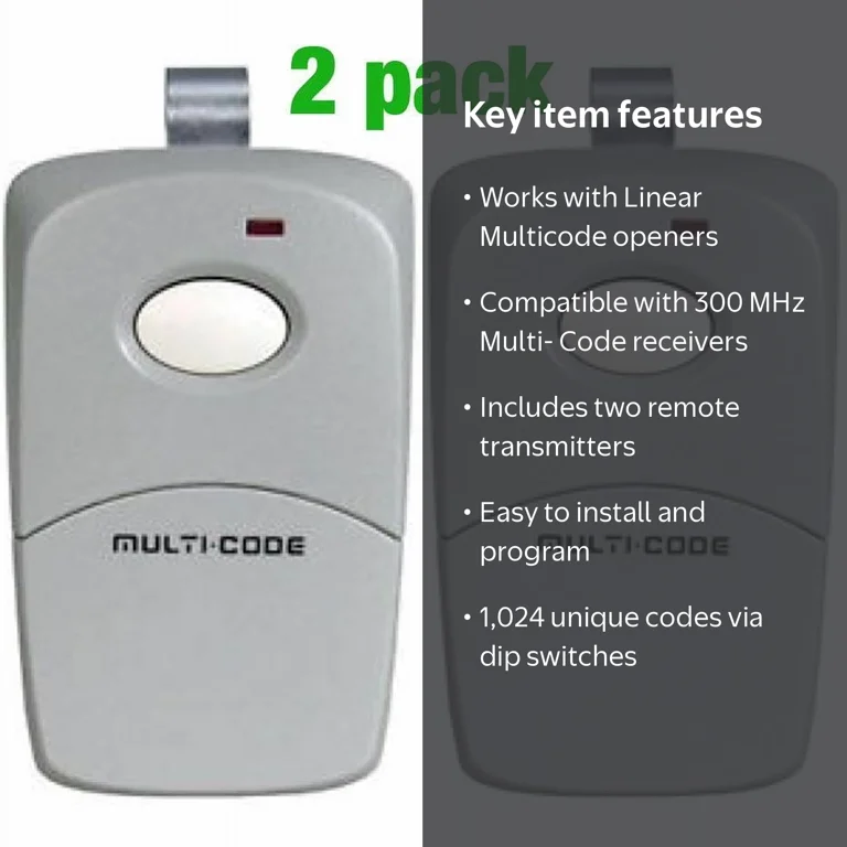 Linear 3089 Multicode Remote Transmitter 2 Pack for Gate & Garage