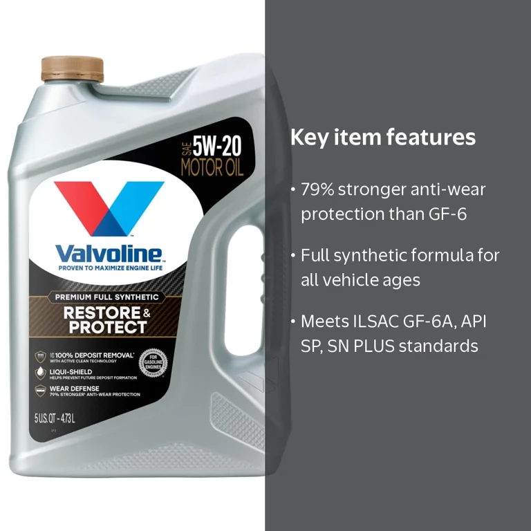 Valvoline, Full Synthetic Motor Oil, 5W-20, 5 QT, Meets ILSAC GF
