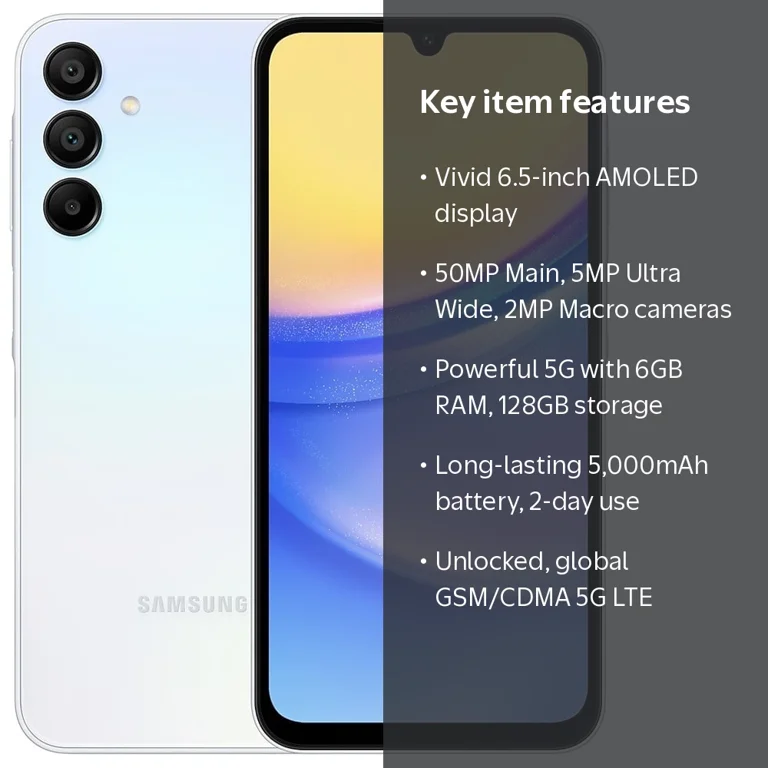 Samsung Galaxy A15 5G Smartphone, 128GB, 6GB, 6.5