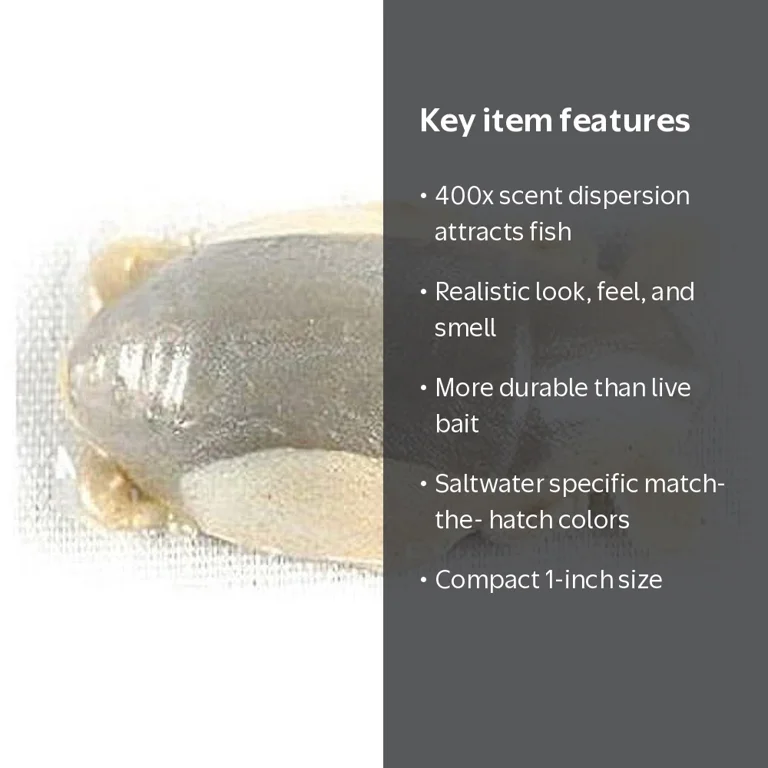 Gulp! Saltwater Sand Crab Flea Soft Bait, 1 inch, Fish Attractant