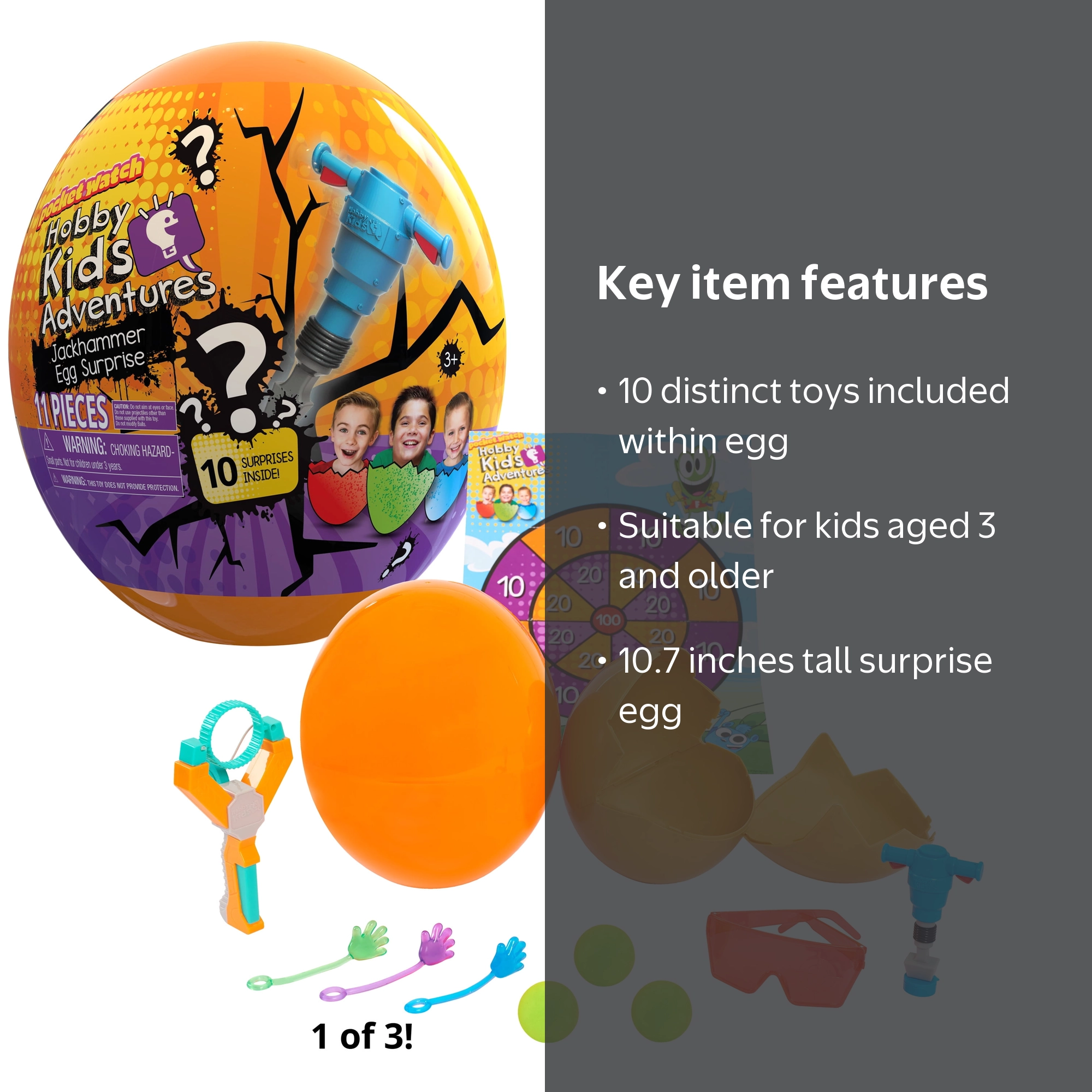 HobbyKids Jackhammer 10-Inch Egg Includes 11 Surprises to Crack