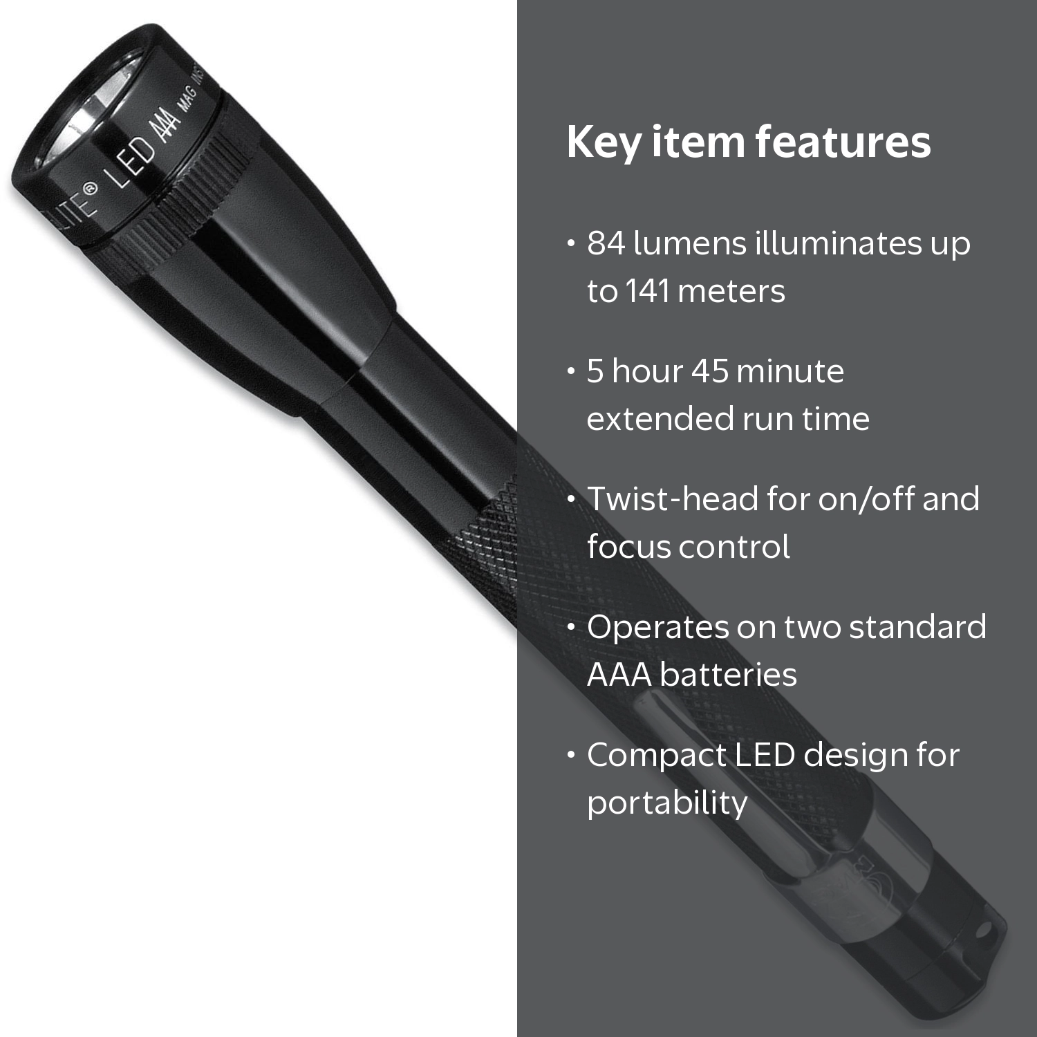 MAGLITE, Mini Maglite LED 2AAA Flashlight, SP32016, Black