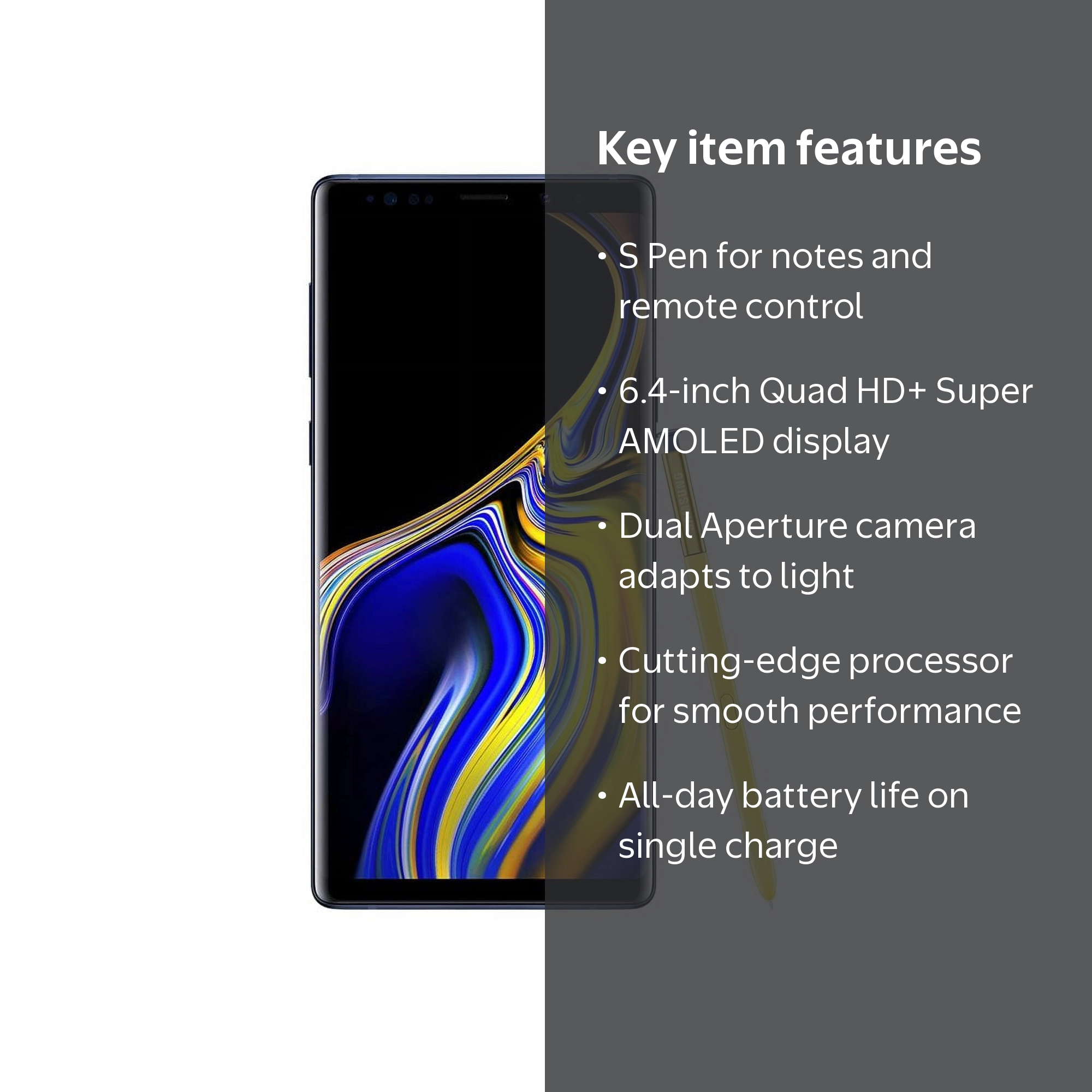Samsung, Galaxy Note 9 Smartphone, 128GB Unlocked, Ocean Blue