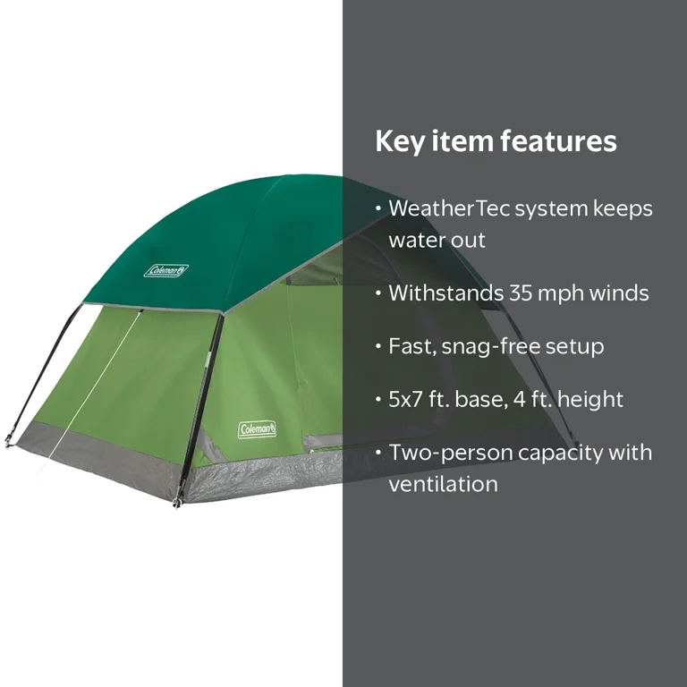 Coleman Sundome 2-Person Tent with 2 Windows and Ground Vent