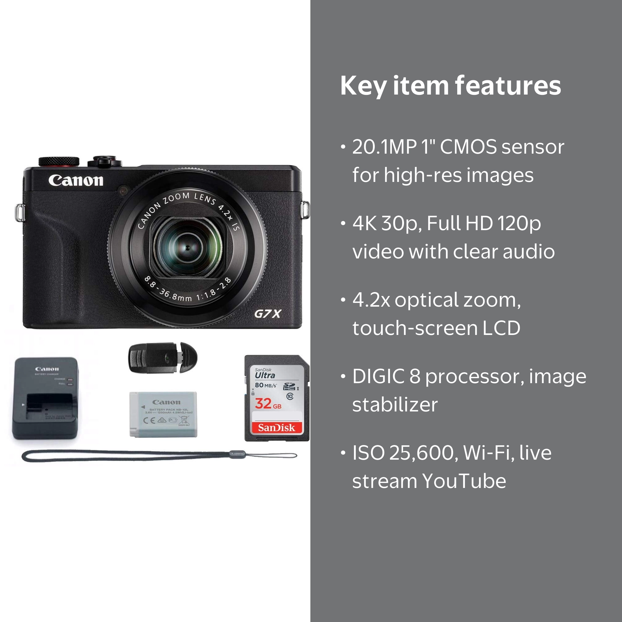Canon Professional Camera PowerShot G7 X Mark III 20.1MP - Black
