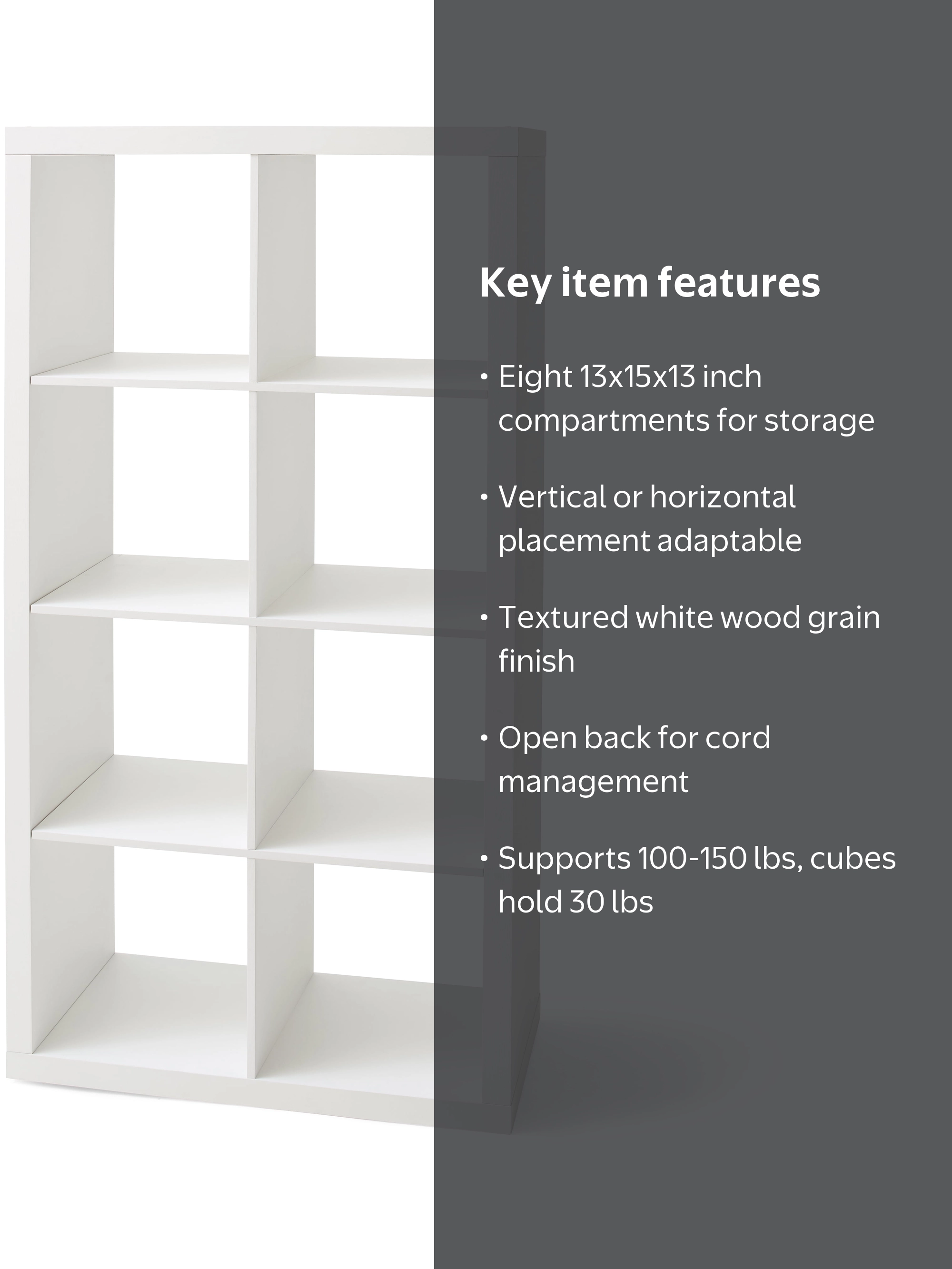 Better Homes & Gardens 8-Cube Storage Organizer, Textured White