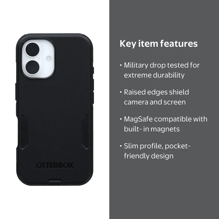 OtterBox, Commuter Series Case with MagSafe, Black for iPhone 16