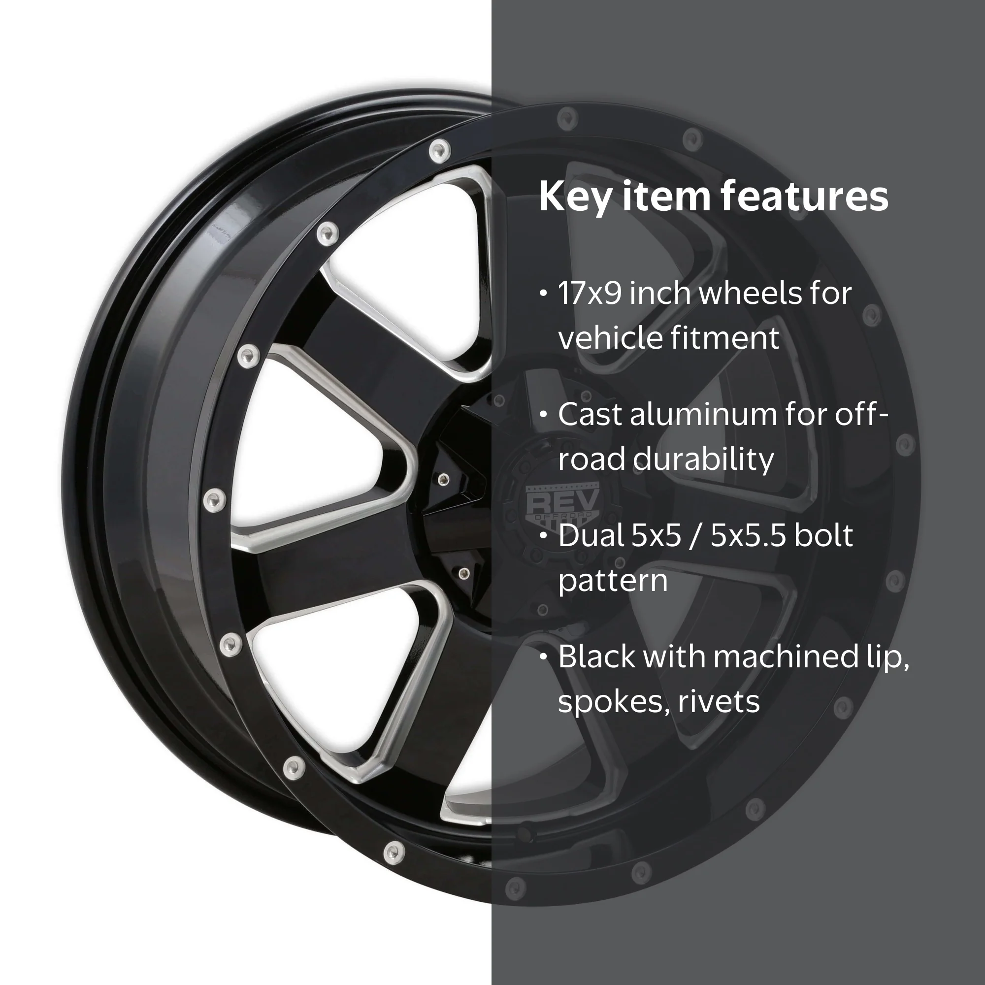 REV Wheels 885M-7903212 885 Series- 17x9 - 4.53 bs - 5x5/5x5.5