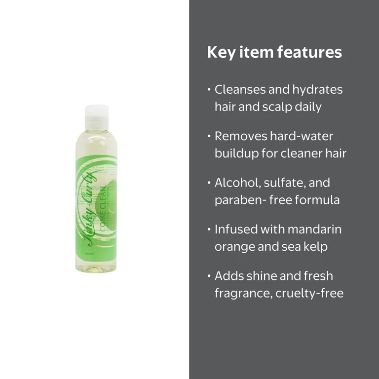 Kinky-Curly, Kinky Curly Come Clean Shampoo, 8 oz, Sulfate Free