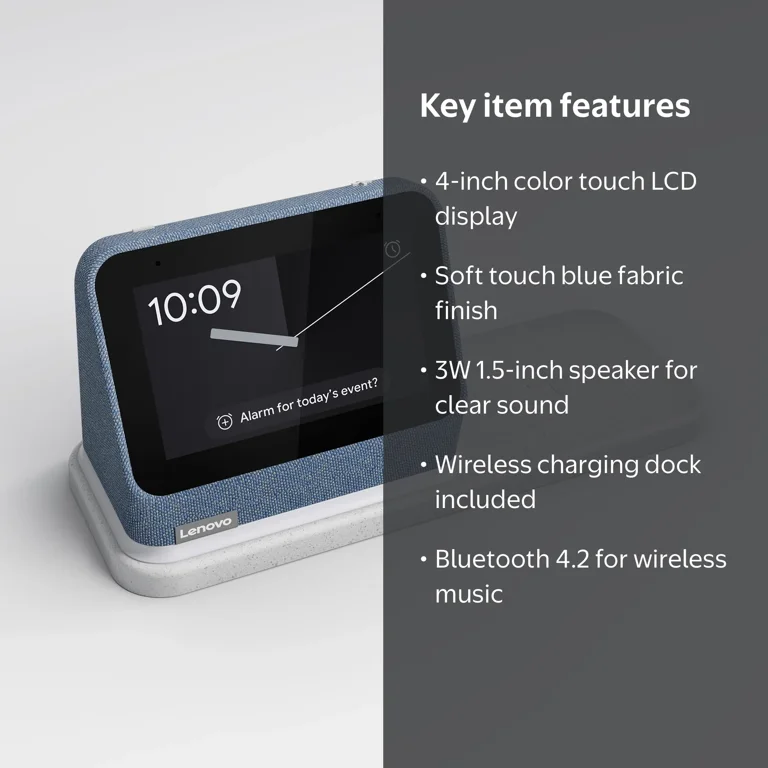 Lenovo Smart Clock 2 with Wireless Charging Dock - Abyss Blue