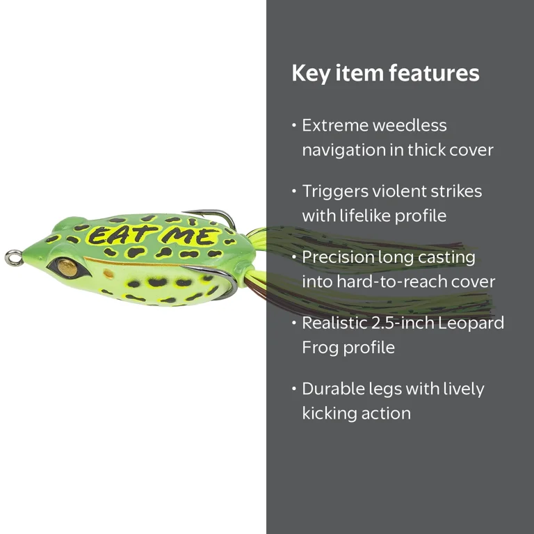 Googan Squad Filthy Frog Leopard Frog Topwater Lure, 2.5 Inch
