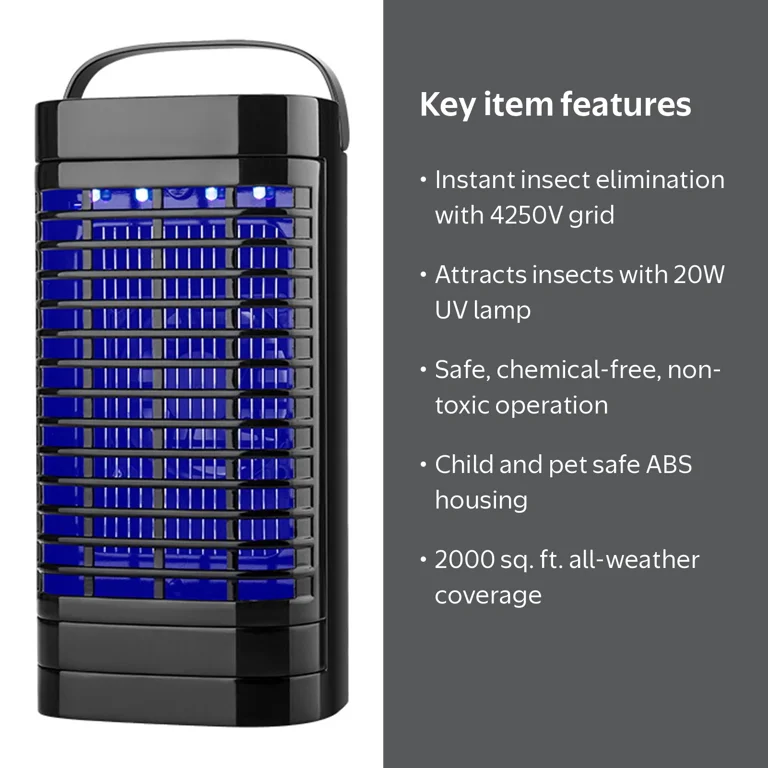Camkey Bug Zapper Black Hanging Electronic Insect Killer With