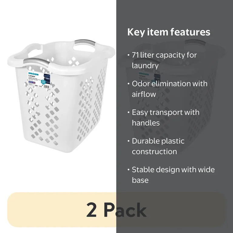 2 pack) Home Logic 2 Bushel Lamper Laundry Basket with Silver