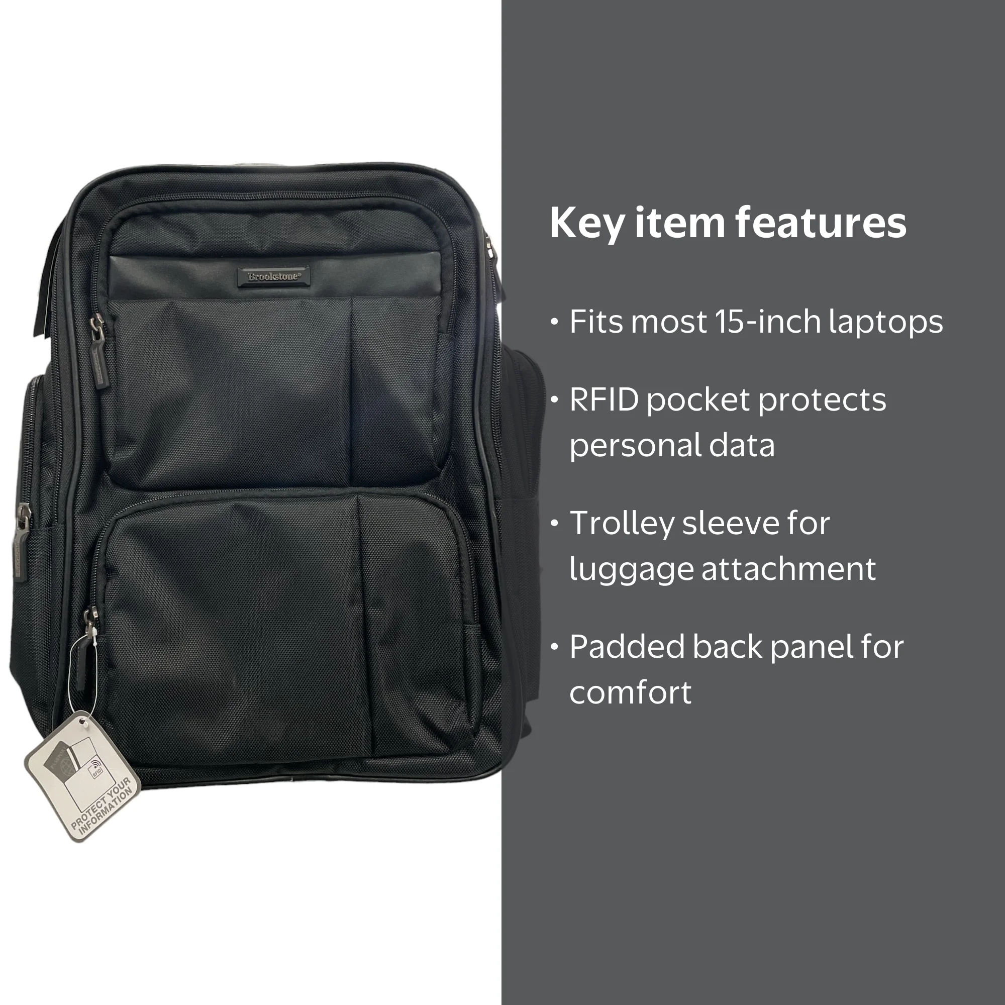 brookstone ezra laptop backpack Luggage Laptop, Black, 18", BR-BP-21-BK : Electronics Constructed of Durable Ballistic fabric Built to keep up with