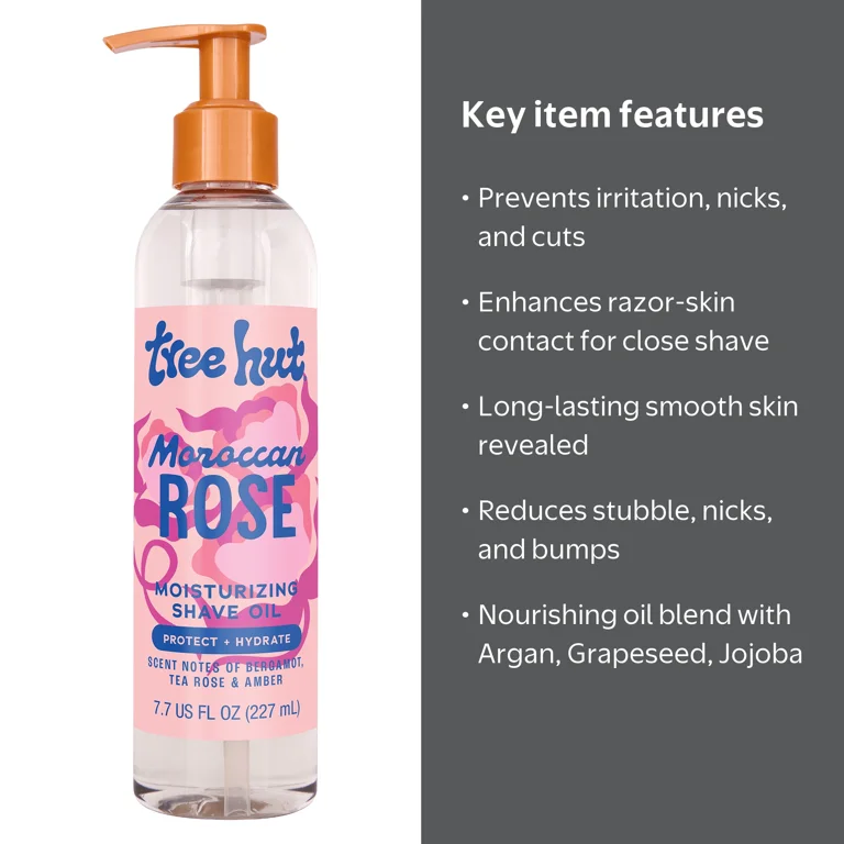 Tree Hut Moroccan Rose Moisturizing Shave Oil 7.7 fl oz with Argan