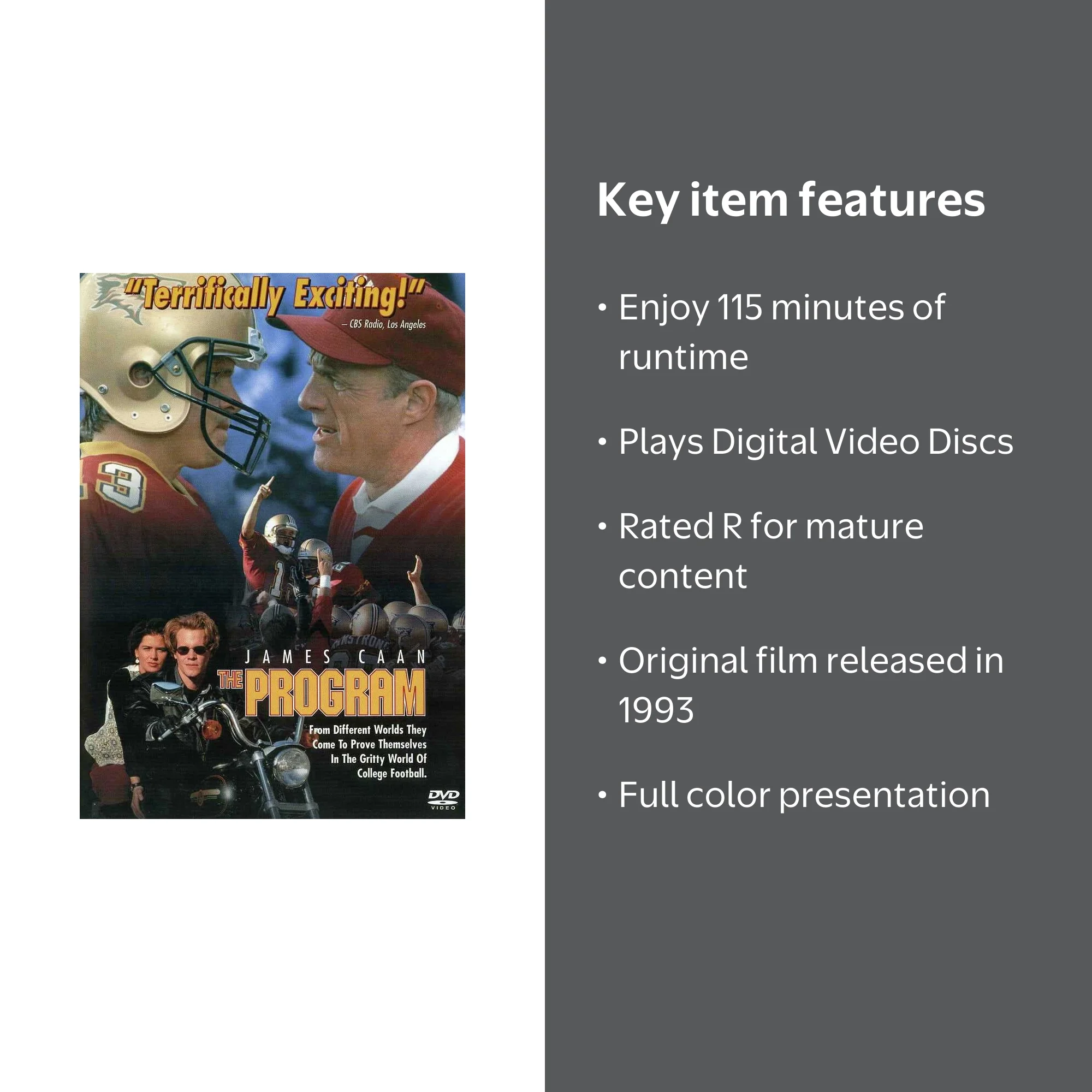 Walt Disney Video - The Program: Drama Movie (DVD) Starring James