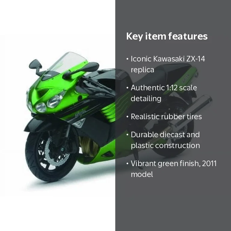 ^^① New Ray Toys 1:12 Kawasaki ZX-14 Street Bike 2011 Model 57433B