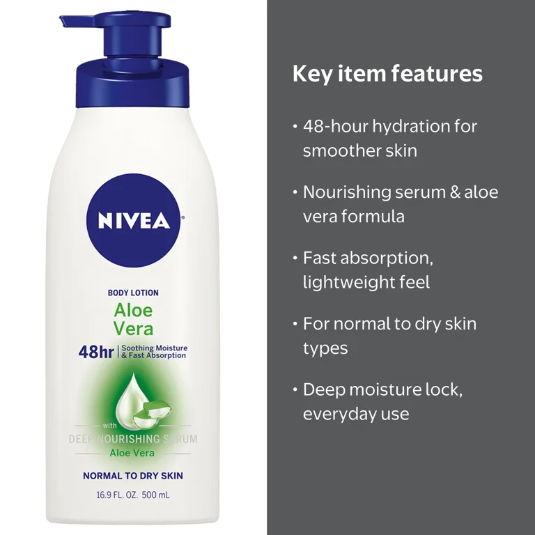 NIVEA Aloe Vera Daily Moisturizer with Deep Nourishing Serum, 16.9