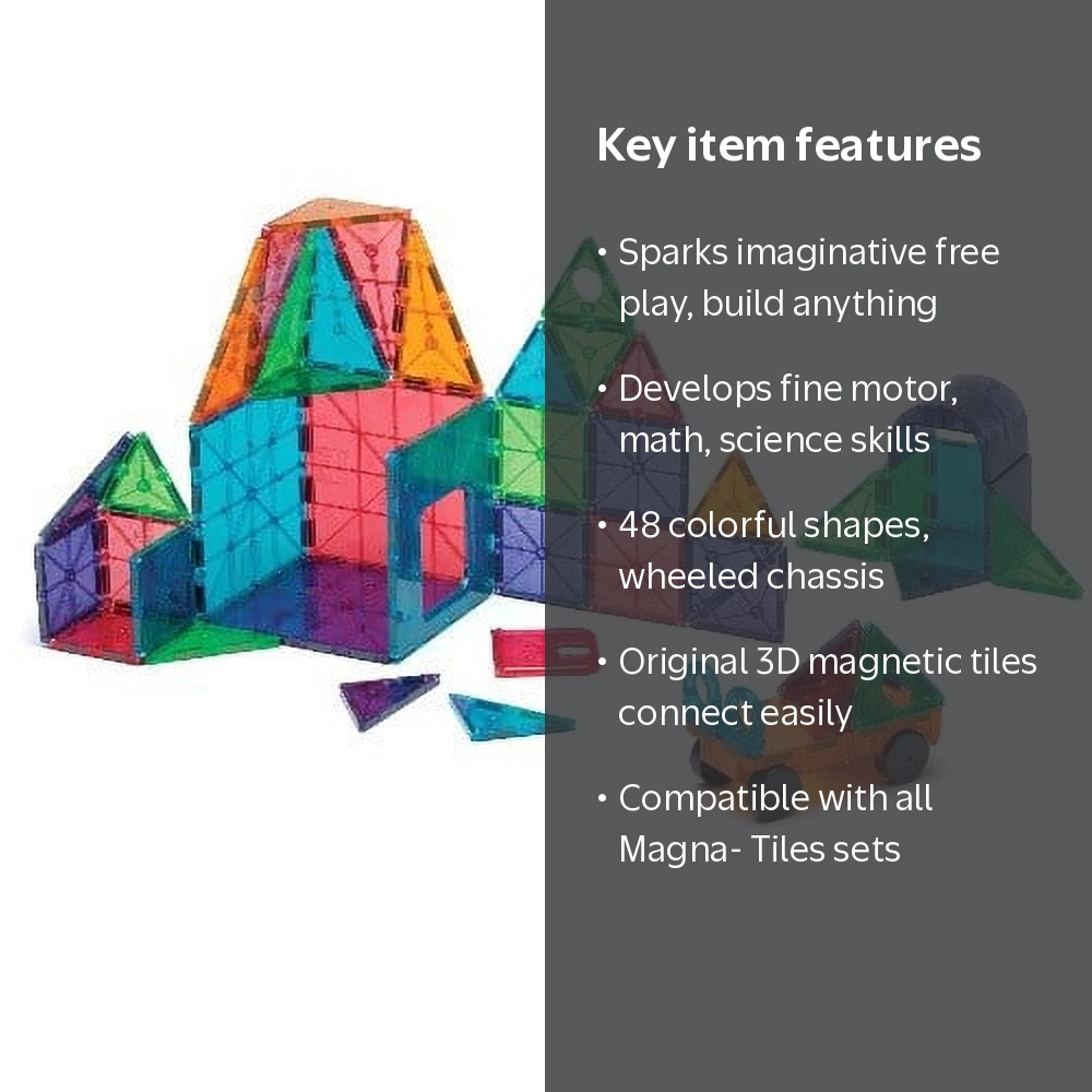 Magna-Tiles Clear Colors 48 Piece DX Magnetic Toy Set - Walmart.com