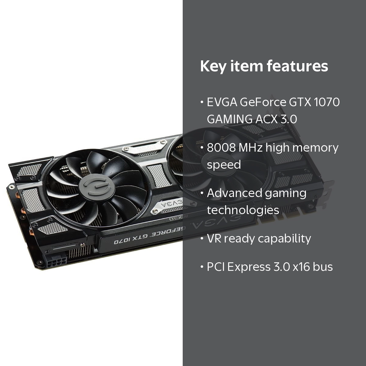 EVGA Geforce GTX 1070 GAMING ACX 3.0 black Edition Graphics Card