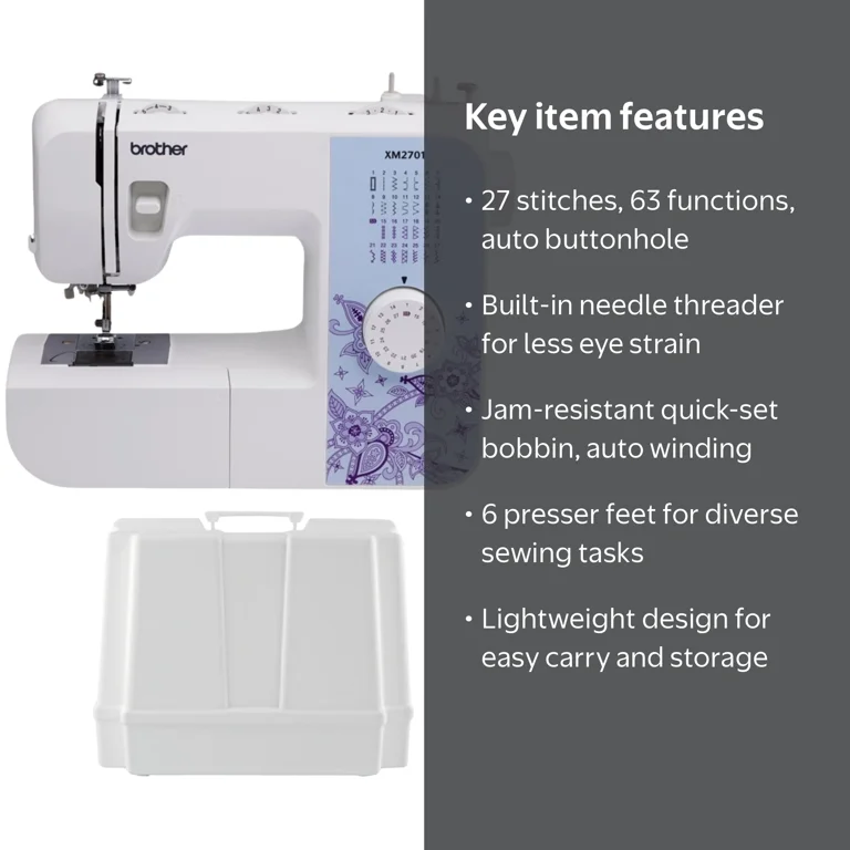 Brother Sewing Machine XM2701 Lightweight with 27 Stitches, 6