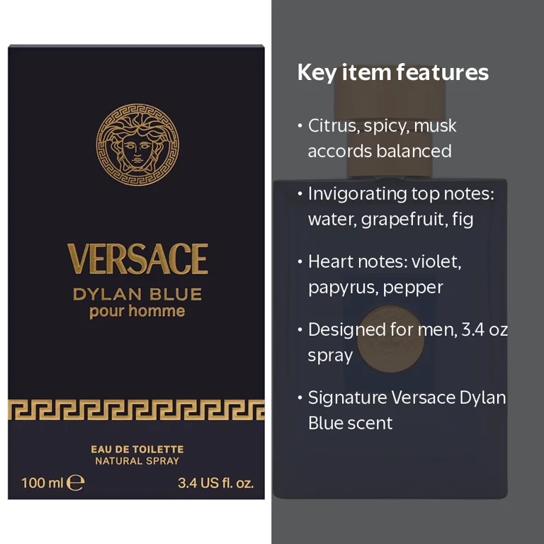 Versace, Pour Homme Dylan Blue, 3.4 oz Eau de Toilette Spray