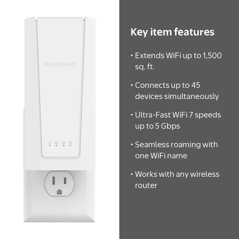 wireless booster box Easy Install Powerful WiFi Booster: 3-Watts / 35-dBm, 2.4 GHz Dash focuses all of its gain on one device for clearer calls and more reliable data Netgear BE5000 Nighthawk WiFi 7