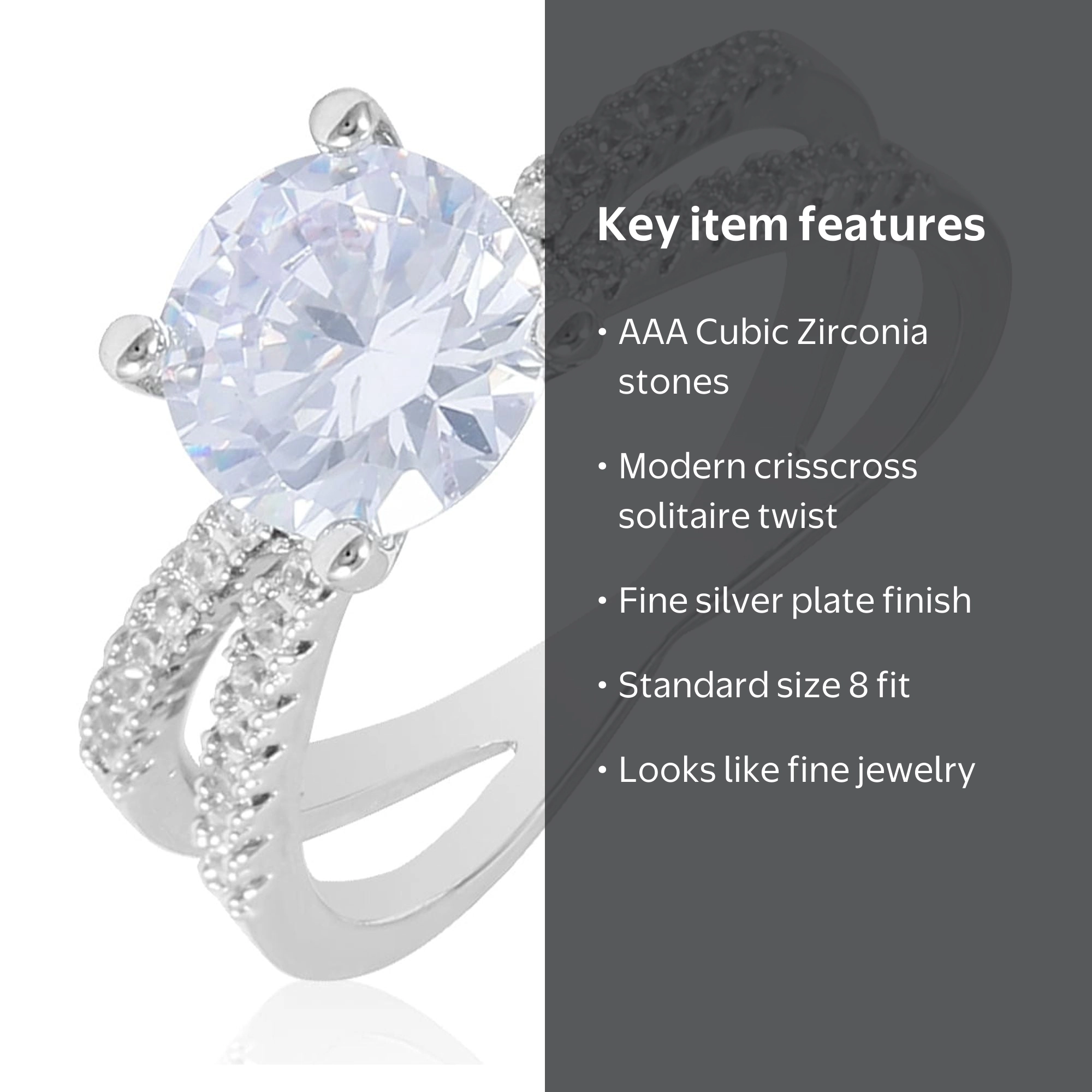 Believe by Brilliance Engagement Ring, Fine Silver Plate, AAA