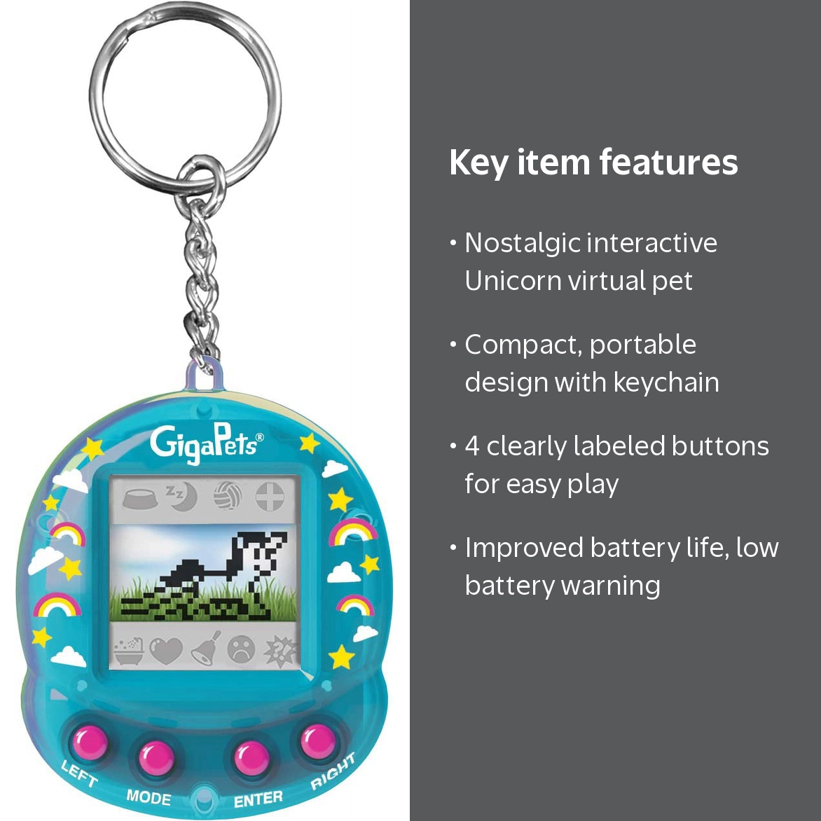 Top Secret Toys, Giga Pets Unicorn Virtual Pet, Blue, 2 in
