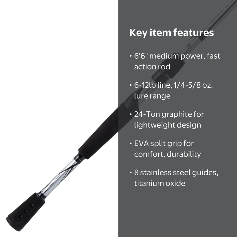 Abu Garcia Vengeance Medium Spinning Rod 6'6 Graphite Fishing Pole