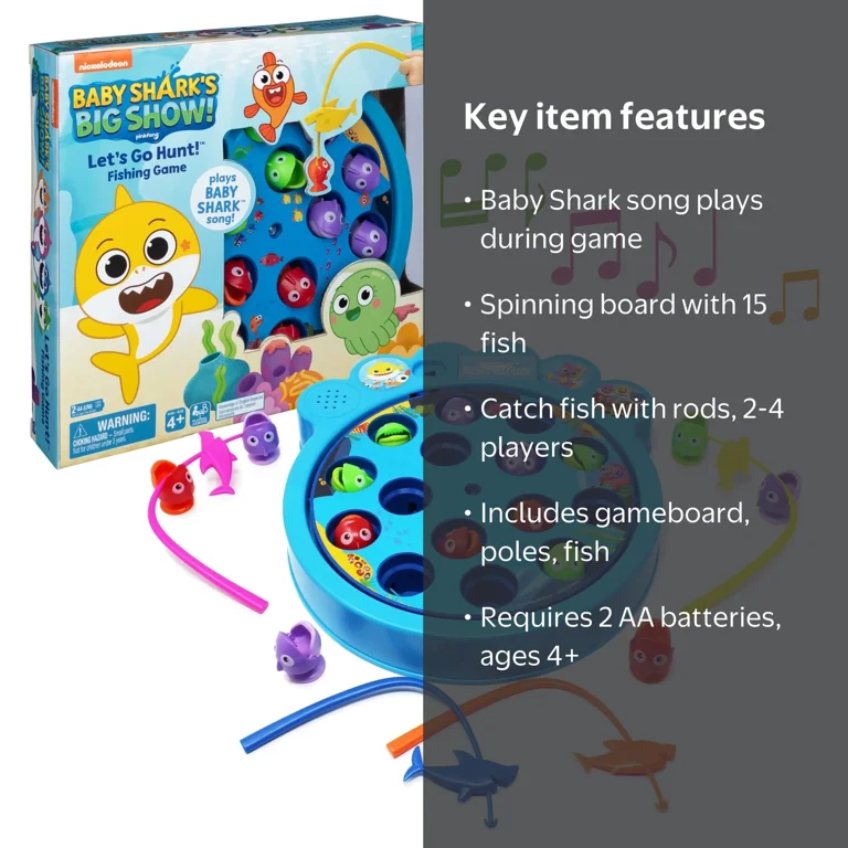 baby shark fishing pole Small World Toys Magnetic Game, Catch of The Day Fishing Toy for Kids Ages 3+, Includes Kids Fishing and 1 Fish for Toddler Bath Toys, Water Fish Toys you and they have had the tune stuck in your heads Baby Shark Fishing Toys Magnetic