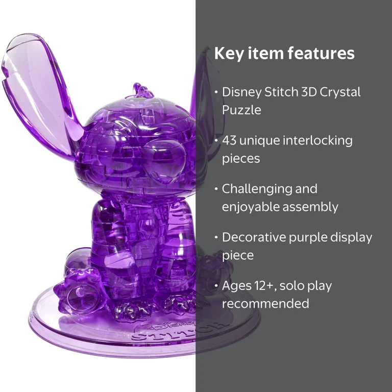 AreYouGame.com 3D Crystal Puzzle Disney Stitch Purple 43 Pcs