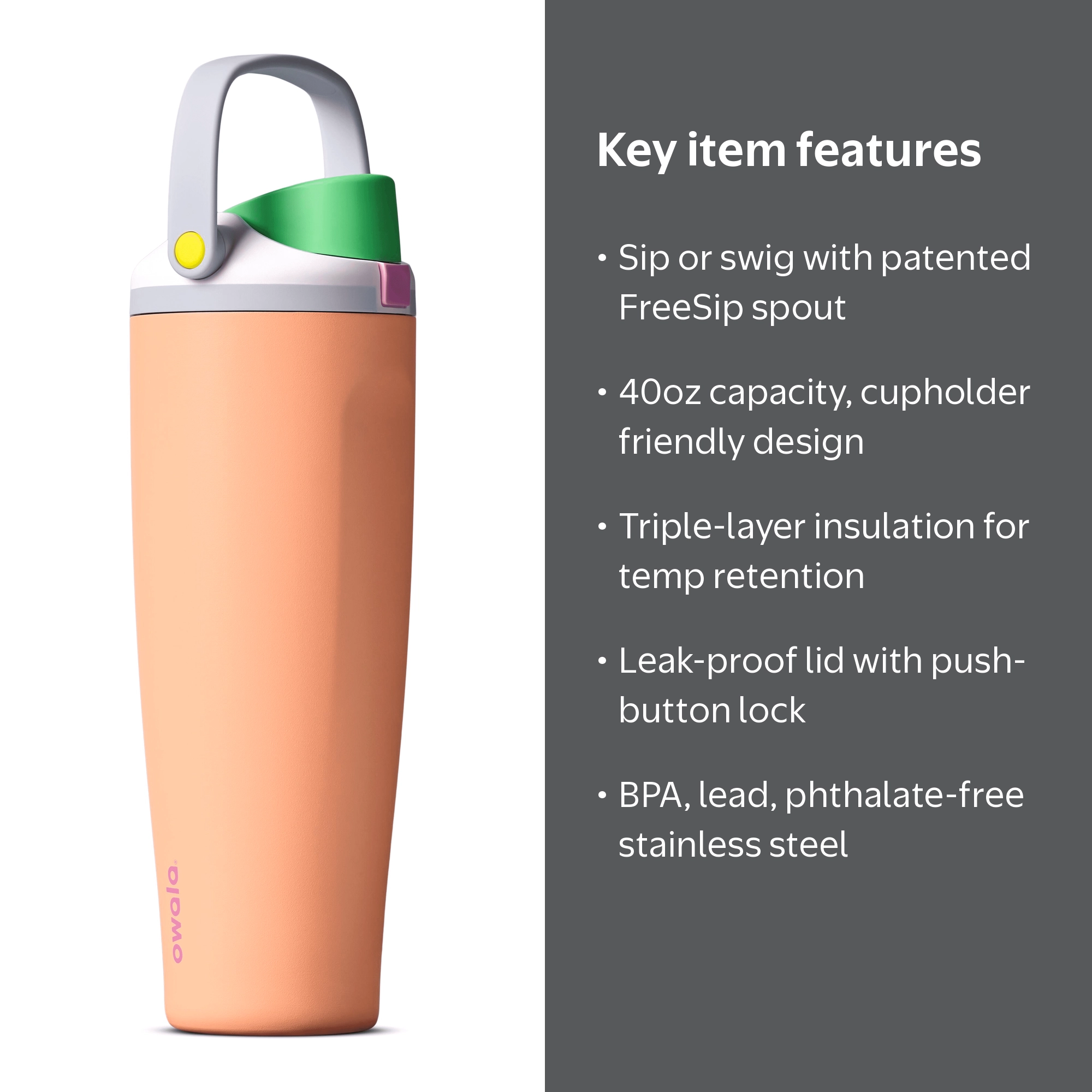 Owala 40oz FreeSip® Sway Stainless Steel - Peachy Keen - Walmart.com