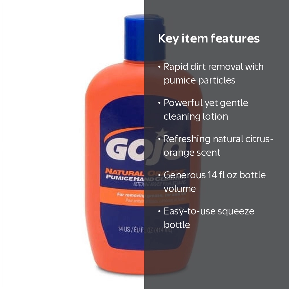 GOJO NATURAL* ORANGE Pumice Hand Cleaner, 14 fl oz Quick-Acting