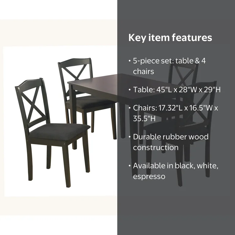 TMS Mason 5-Piece Dining Room Furniture, Cross Back Indoor Set