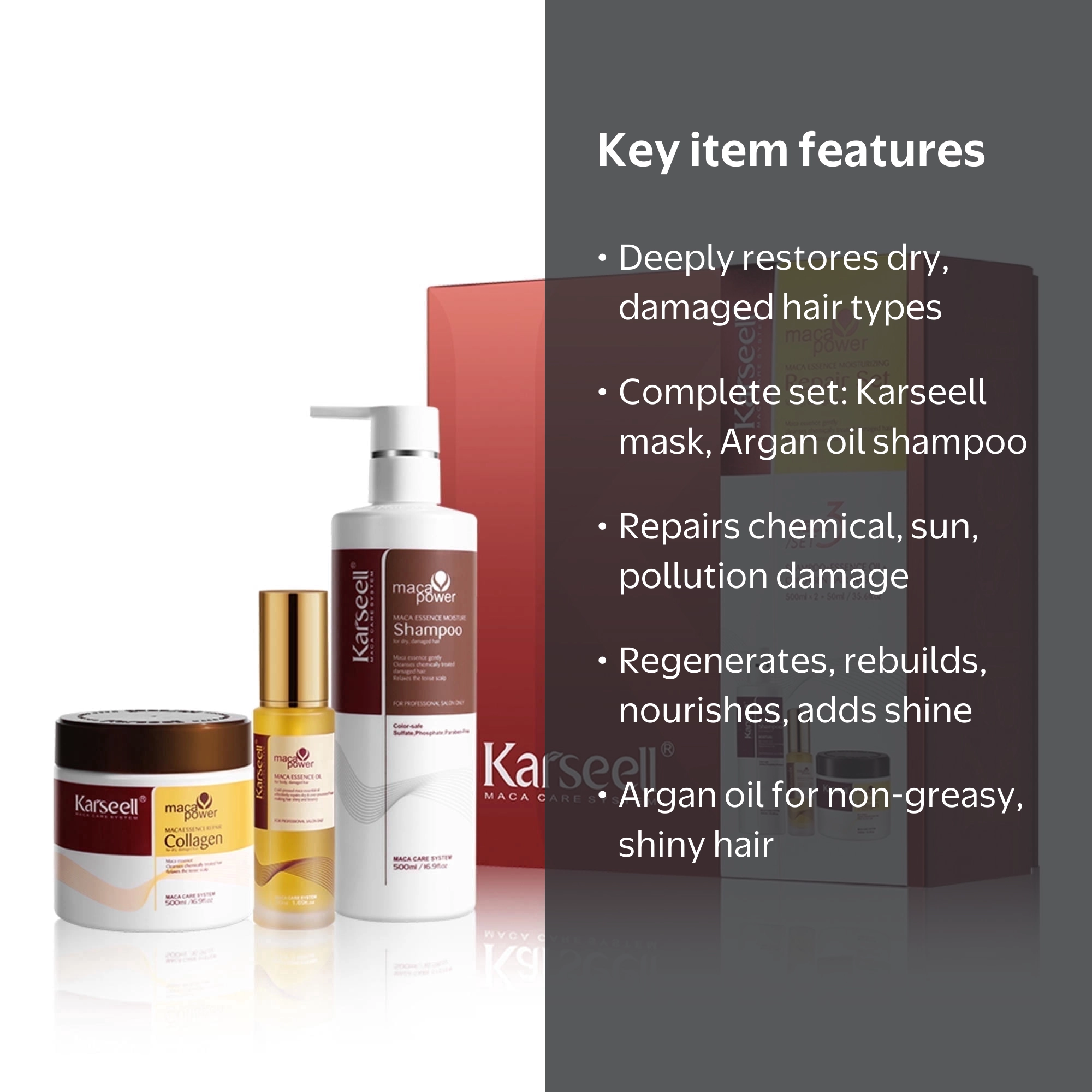 Karseell Collagen Hair Treatment Set, 16.9floz + 16.9floz + 1.69