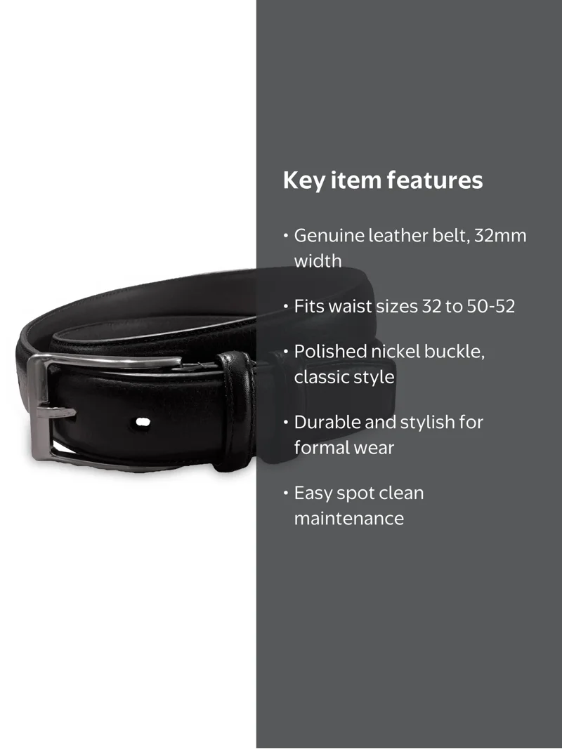 black leather dress belt Howl + Hide - Crafted from imported Italian Alaskan suede leather Black Italian Raised Center Leather
