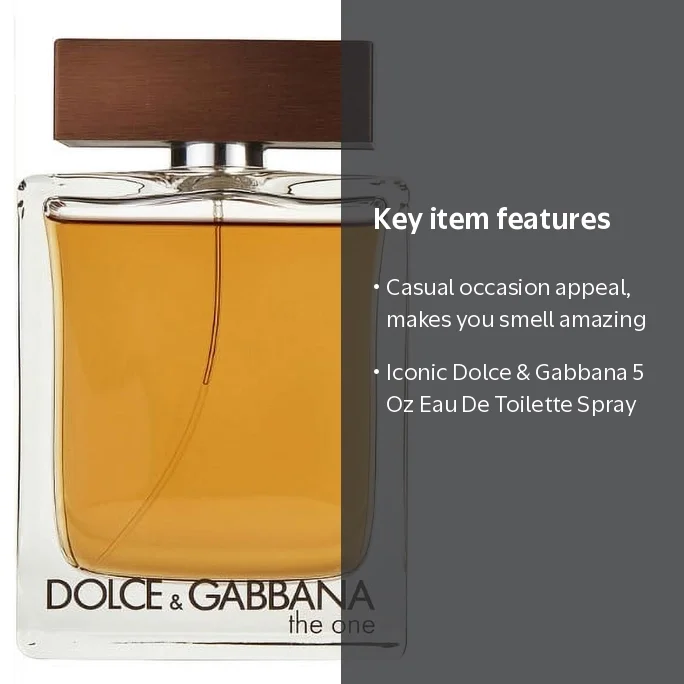 Dolce & Gabbana The One Eau De Toilette Spray, Cologne for Men, 5