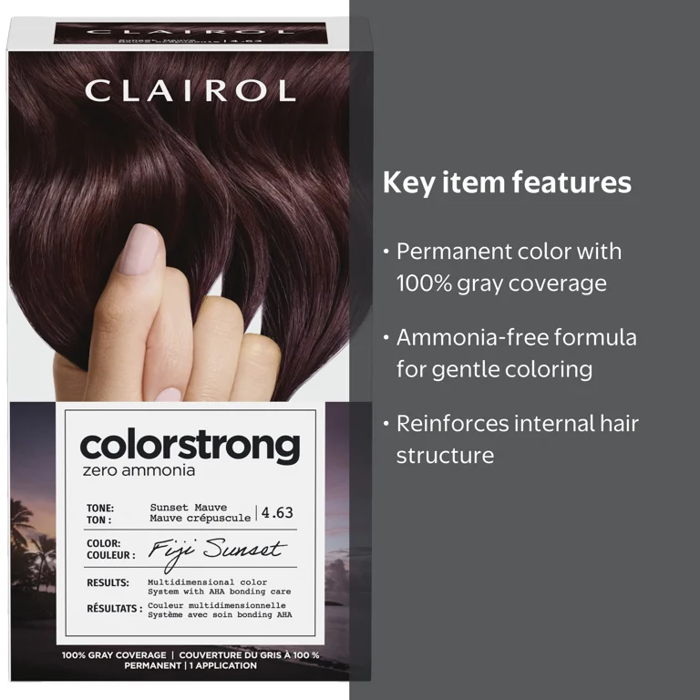 Clairol ColorStrong Permanent Hair Dye, 4.63 Sunset Mauve - Fiji