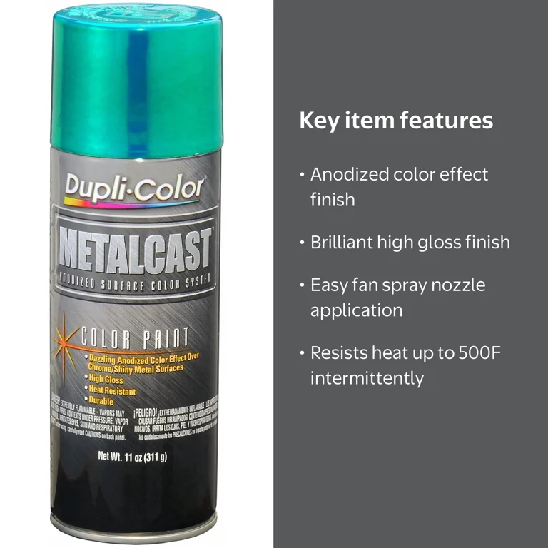 Dupli Color Metalcast Spray Paint, Green Anodized Coating, Heat
