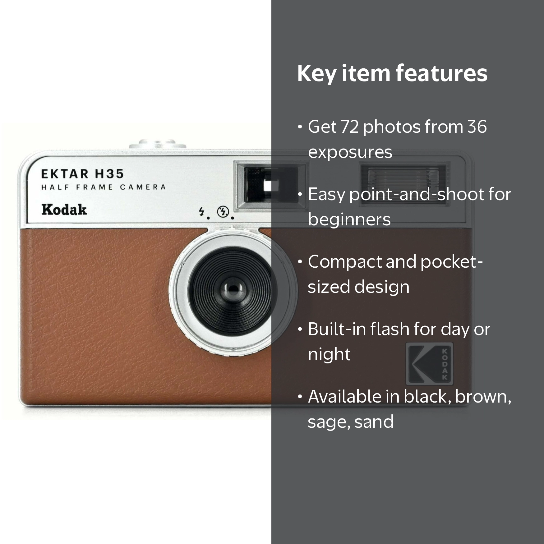 Kodak Ektar H35 Lightweight Half Frame Film Camera with Built-In