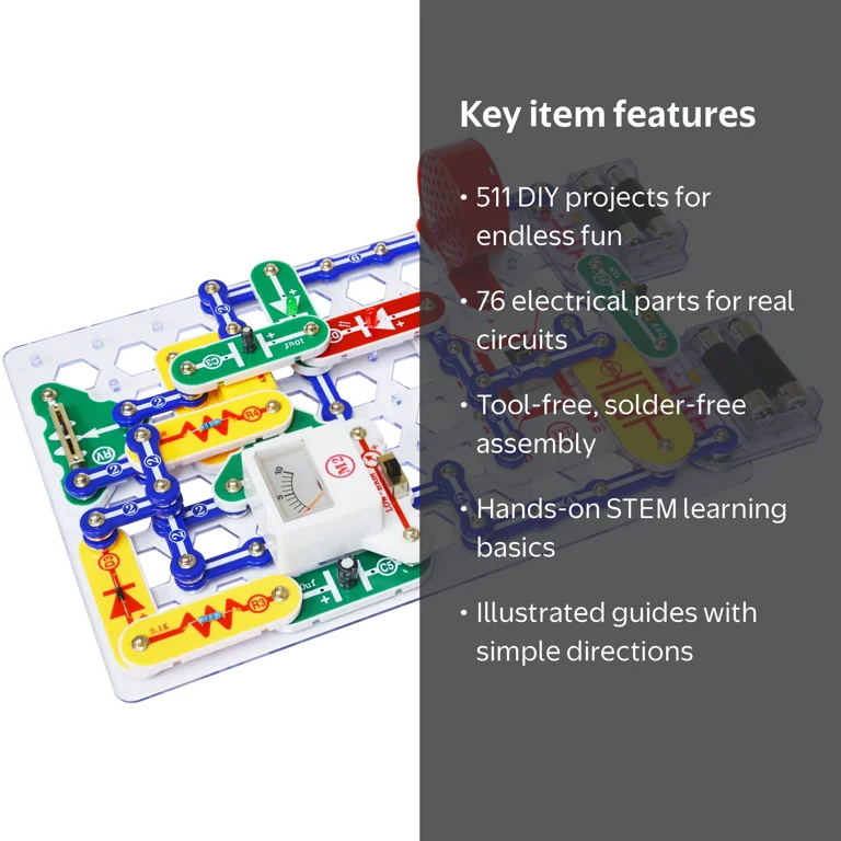 Snap Circuits, Electronics Exploration Kit, 75+ Parts, 500+