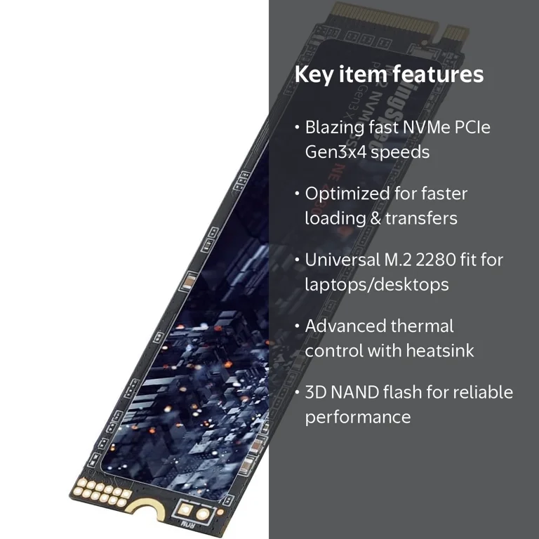 KingSpec, M.2 NVMe SSD, 1TB, Up to 2400MB/s, 2280 form factor