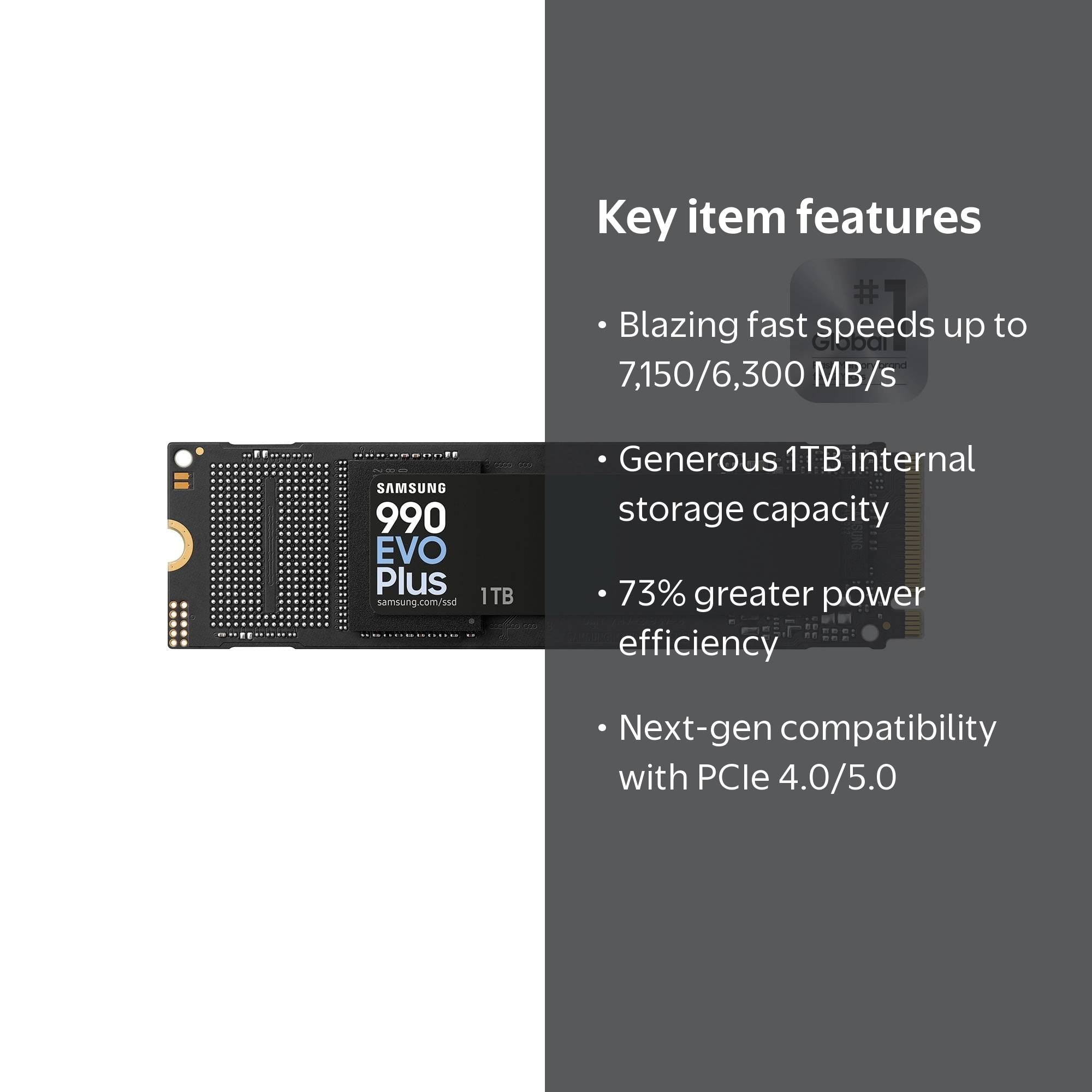 Samsung 990 Evo Plus 1TB SSD PCIe Gen 4 x4 M.2 2280 Up to 7,150 MB