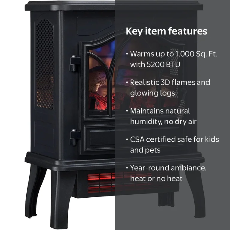 Duraflame, Electric Stove Heater, Infrared, 5200 BTU, Black